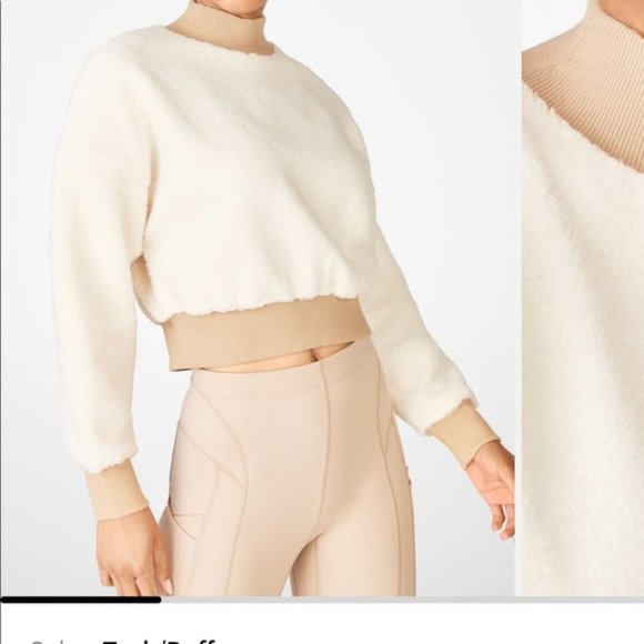 Fabletics Tops - Fabletics Sherpa Crop Cream Sweatshirt - Malia Pullover S